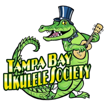 Tampa Bay Ukulele Society Logo with an alligator in a top hat playing a ukulele